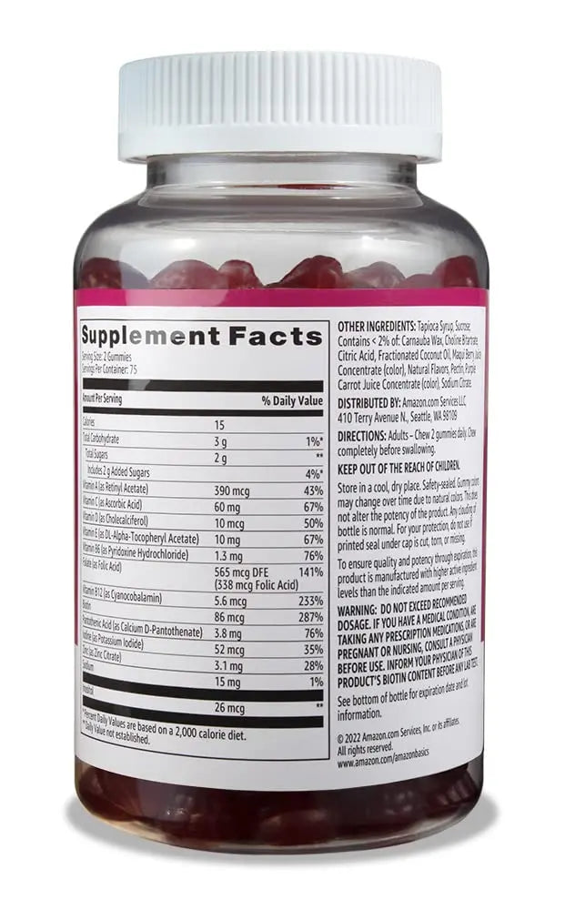 Amazon Basics Adult Multivitamin, 150 Gummies, 75-Day Supply, Mixed Berry Amazon Basics Au supplements