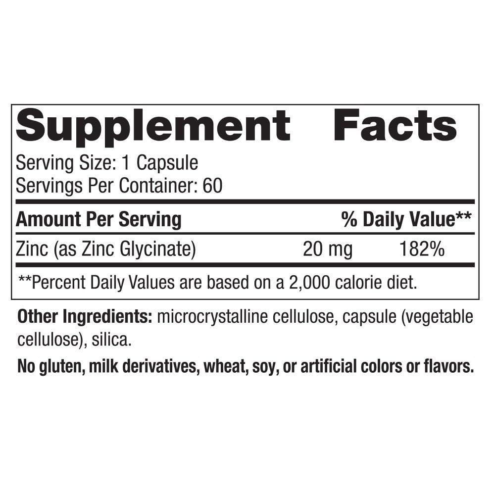 Nordic Naturals Zinc Glycinate - 60 Capsules - 20 mg Highly Absorbable Zinc Glycinate - Optimal Wellness - Non-GMO, Gluten Free, Vegan - 60 Servings Nordic Naturals Au supplements