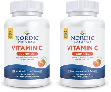 Nordic Naturals Vitamin C Gummies, Tart Tangerine - 120 Gummies - 250 mg Vitamin C - Immune Support, Antioxidant Protection, Child Growth & Development - Non-GMO, Vegan - 60 Servings (Pack of 2) Nordic Naturals Au supplements