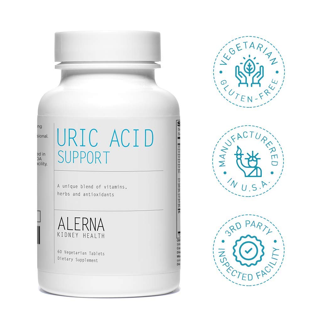 Alerna Kidney Health Uric Acid Support Supplement – Tart Cherry, Celery Seed, Turmeric, Quercetin – 60 Vegetarian Tablets (Pack of 3) Alerna Kidney Health Au supplements