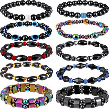 Hicarer 10 Pieces Magnetic Hematite Bracelets for Men Women Magnetic Bracelet Rock Hicarer Au supplements