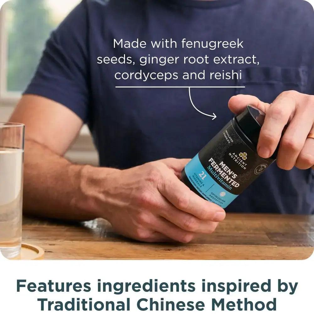 Ancient Nutrition Multivitamin for Men, Men's Fermented Multivitamin with Vitamin A, C, D, E, K, Zinc & Magnesium, Immune Support Ancient Nutrition Au supplements