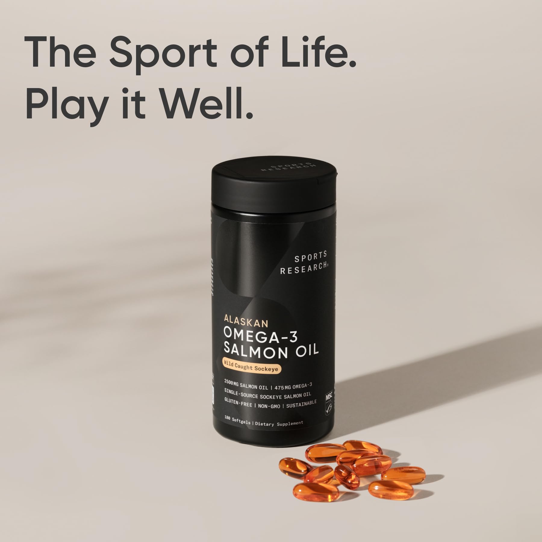 Sports Research® Salmon Oil - Single-Source Wild Alaskan Sockeye | 2500 mg per Serving w/EPA & DHA Fatty Acids | MSC Certified - 180 Count Softgels Sports Research Au supplements