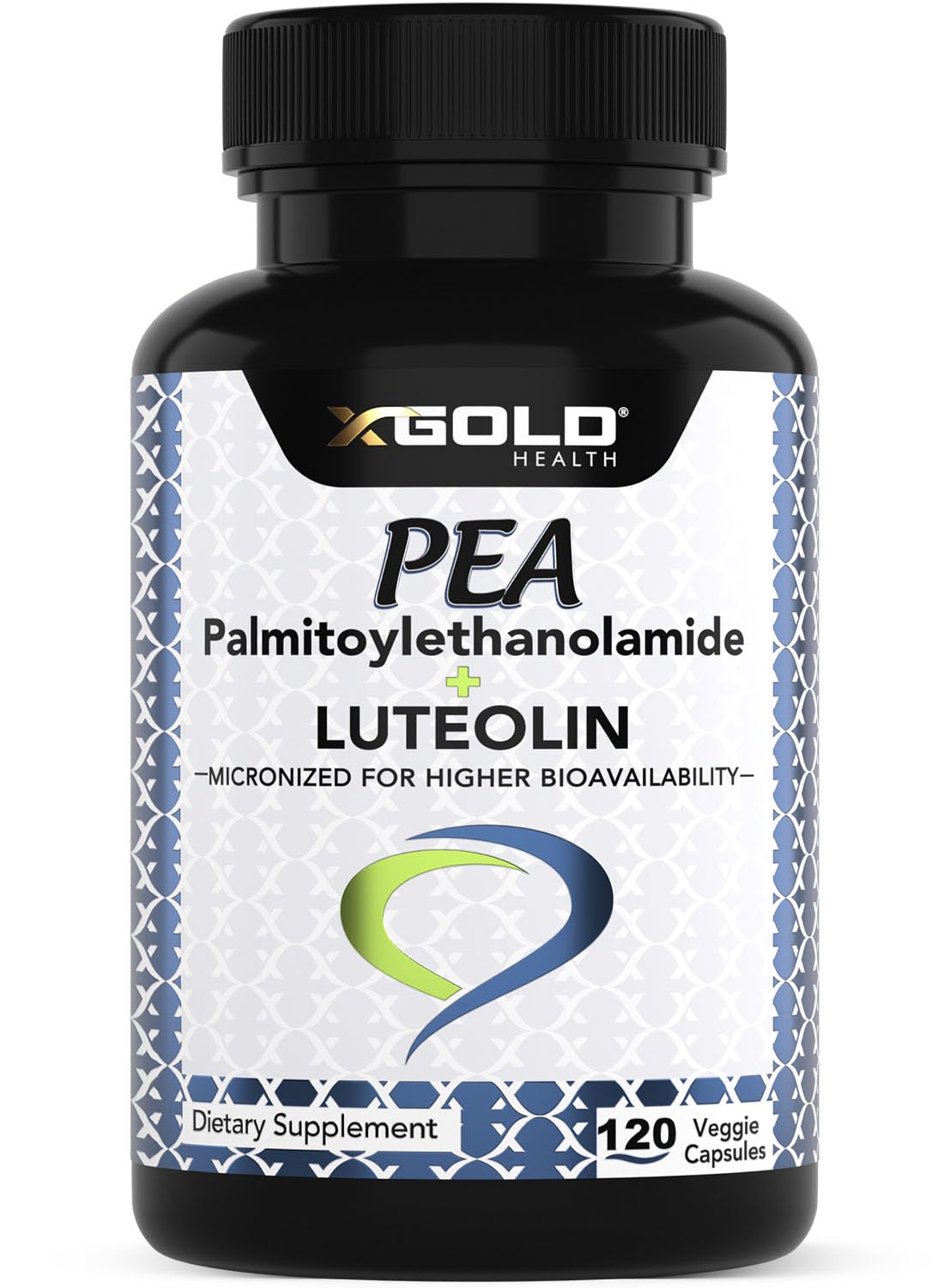 Palmitoylethanolamide 630 mg + Luteolin Standardized 98%- Micronized Pea 99% Highly Purified and Bioavailable - Made in USA - Supplement for Men and Women - 120 Veggie Capsules X Gold Health Au supplements