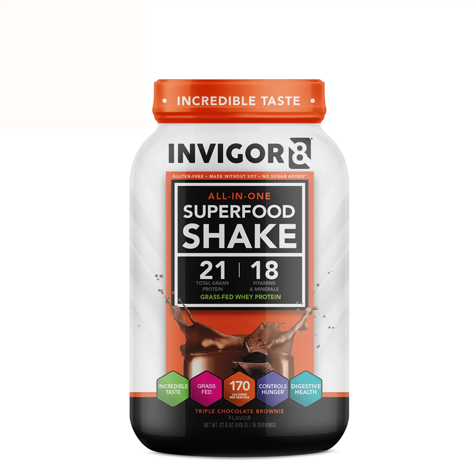 INVIGOR8 Superfood Grass Fed Whey Protein Isolate Shake Chocolate Brownie Gluten INVIGOR8 Au supplements