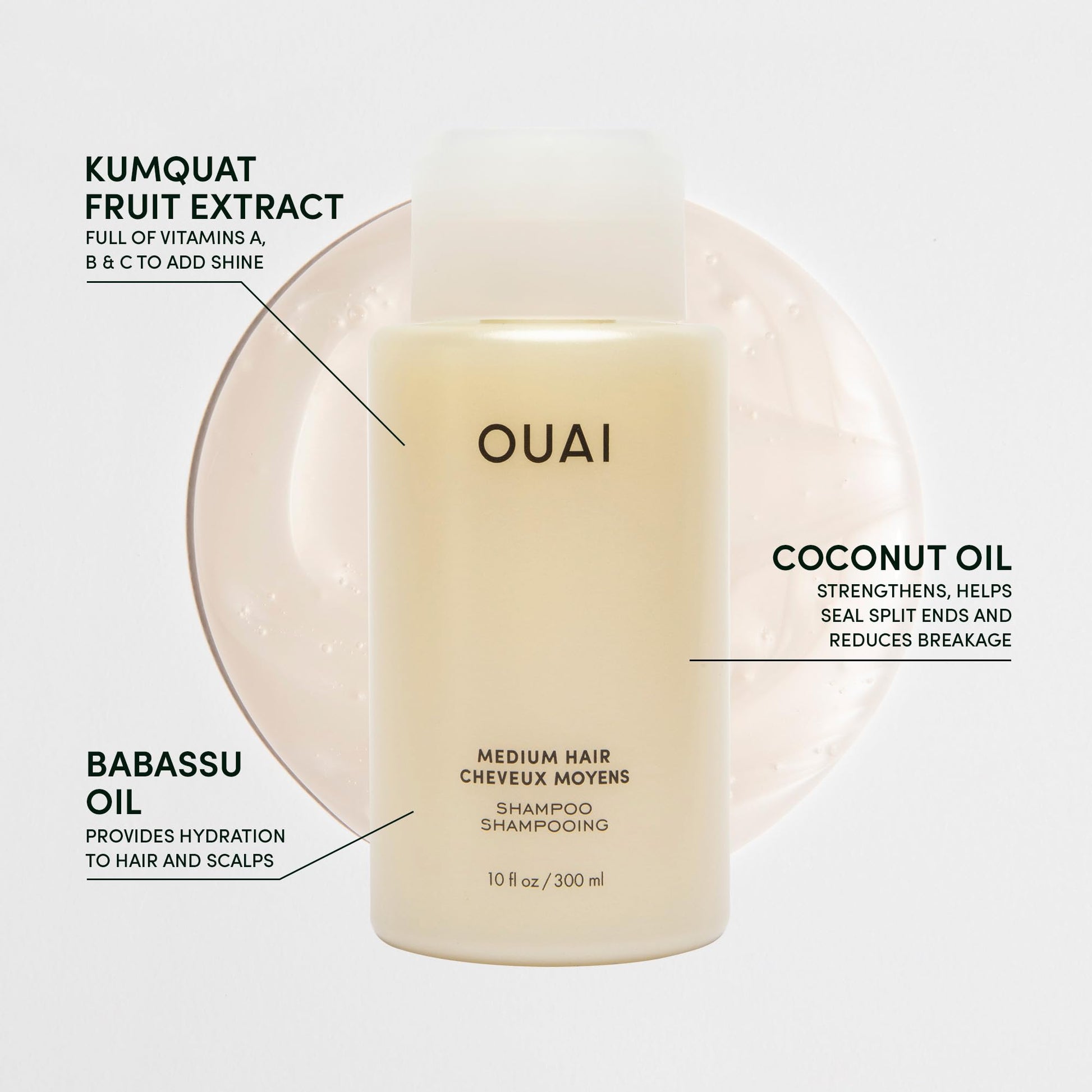 OUAI Medium Shampoo Travel Size - Hydrating Shampoo with Coconut Oil, Babassu, Kumquat Extract & Keratin - Strengthens, Nourishes & Adds Shine - Paraben & Sulfate Free Hair Care Products (3 Oz) OUAI Au supplements