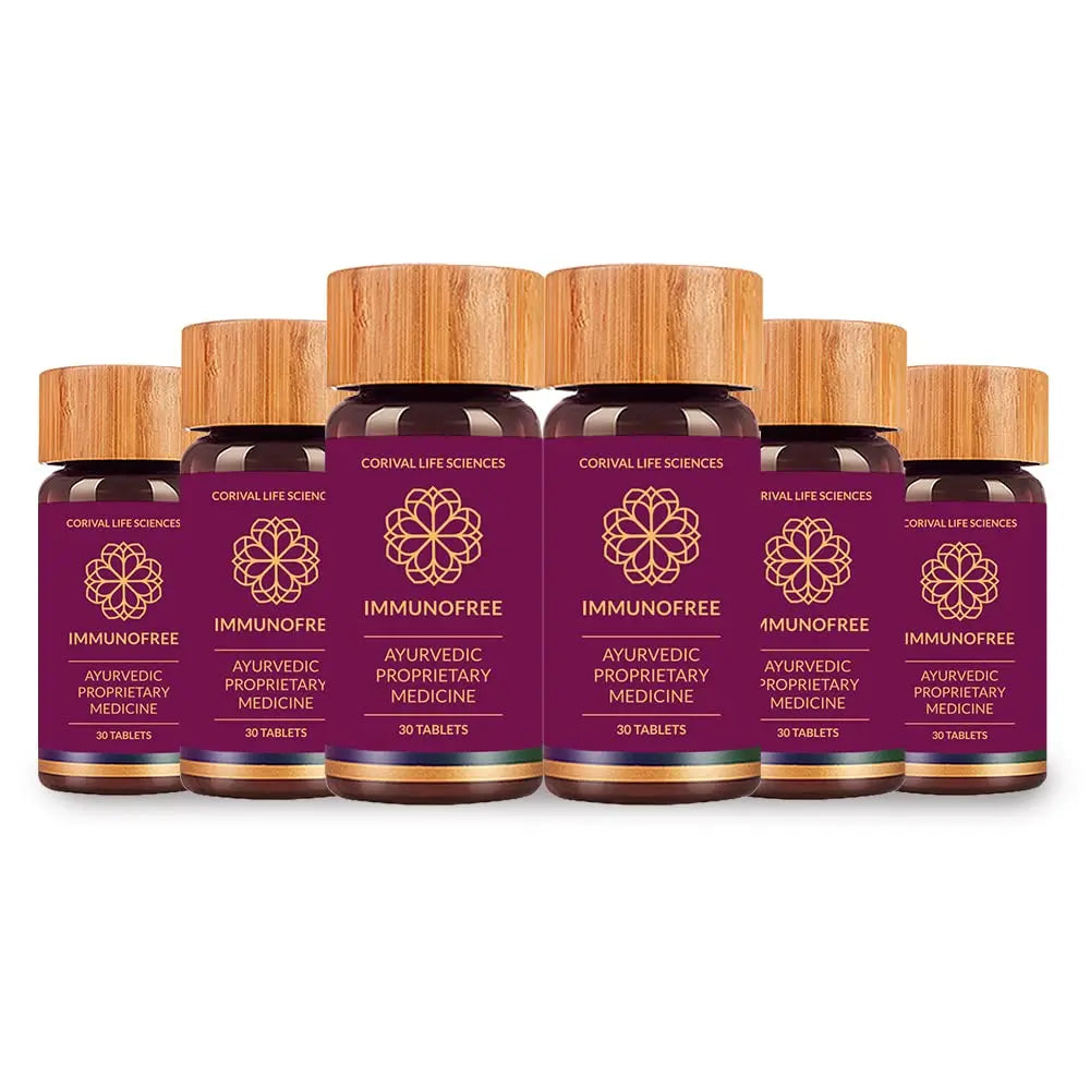 Biogetica Immunofree Herbal Supplement for Immune Support - Natural Potent Blend of Tulsi, Kalmegh, Yashtimadhu & Giloy for Immune Boost - 100% Vegan - 30 Tablets- Pack of 6 Biogetica Au supplements