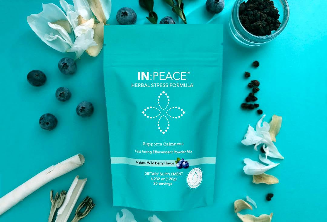 In:TotalWellness IN:Peace Herbal Calming Formula. 20 Serving Pouch, Wild Berry Flavor. 9 Herb Antioxidant + Adaptogen Blend. Clinically Proven Ingredients. Crafted by a Licensed Herbalist INTotalWellness Au supplements