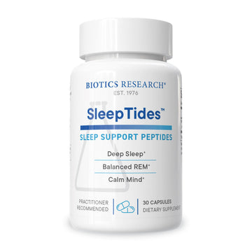 Biotics Research SleepTides - Plant Peptide Sleep Support for Deep and REM Sleep, Bioactive Rice Protein Peptides, Supports Healthy Cortisol Levels, Non-Habit Forming, Gluten, Dairy, GMO Free, 30 Caps BIOTICS RESEARCH Au supplements