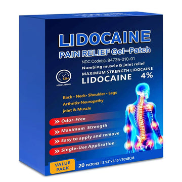 KIbabyDI Professional Lidocaine Pain Relief Patches - 20 Count | 4% Medicated Gel Patches for Targeted Joint & Muscle Comfort | Long-Lasting 12-Hour Relief, Ultra-Flexible Design -lb263 KIbabyDI Au supplements