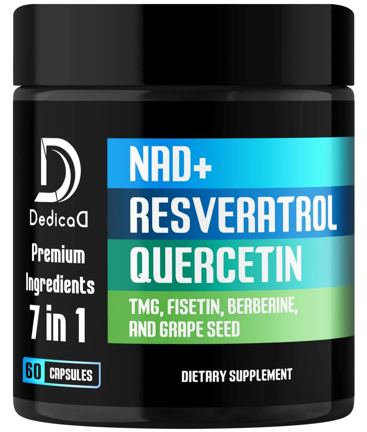 DEDICAD NAD.+ Supplement - Combined to Resveratrol, Quercetin, Berberine, Fisetin, TMG and Grape Seed - 60 Capsules DEDICAD Au supplements