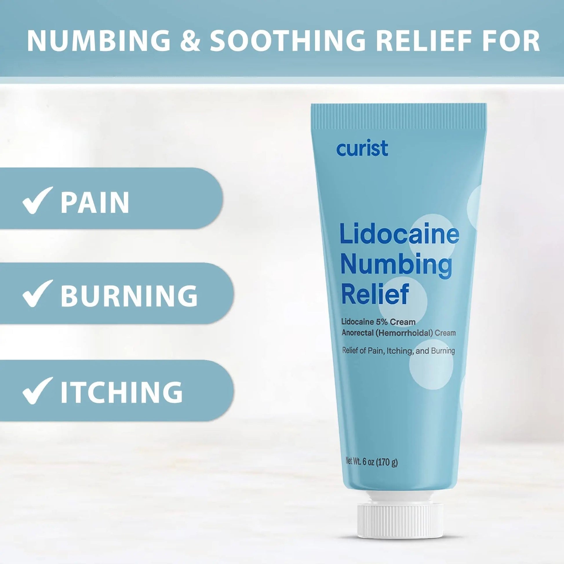 Curist 5% Lidocaine Numbing Cream - 6 oz (170 g) XL Tube - Soothing Numbing Cream for Temporary Discomfort, Itching, and Burning from Hemorrhoids Lidocaine 5% (1 Pack - 6 oz Tube) Curist Au supplements