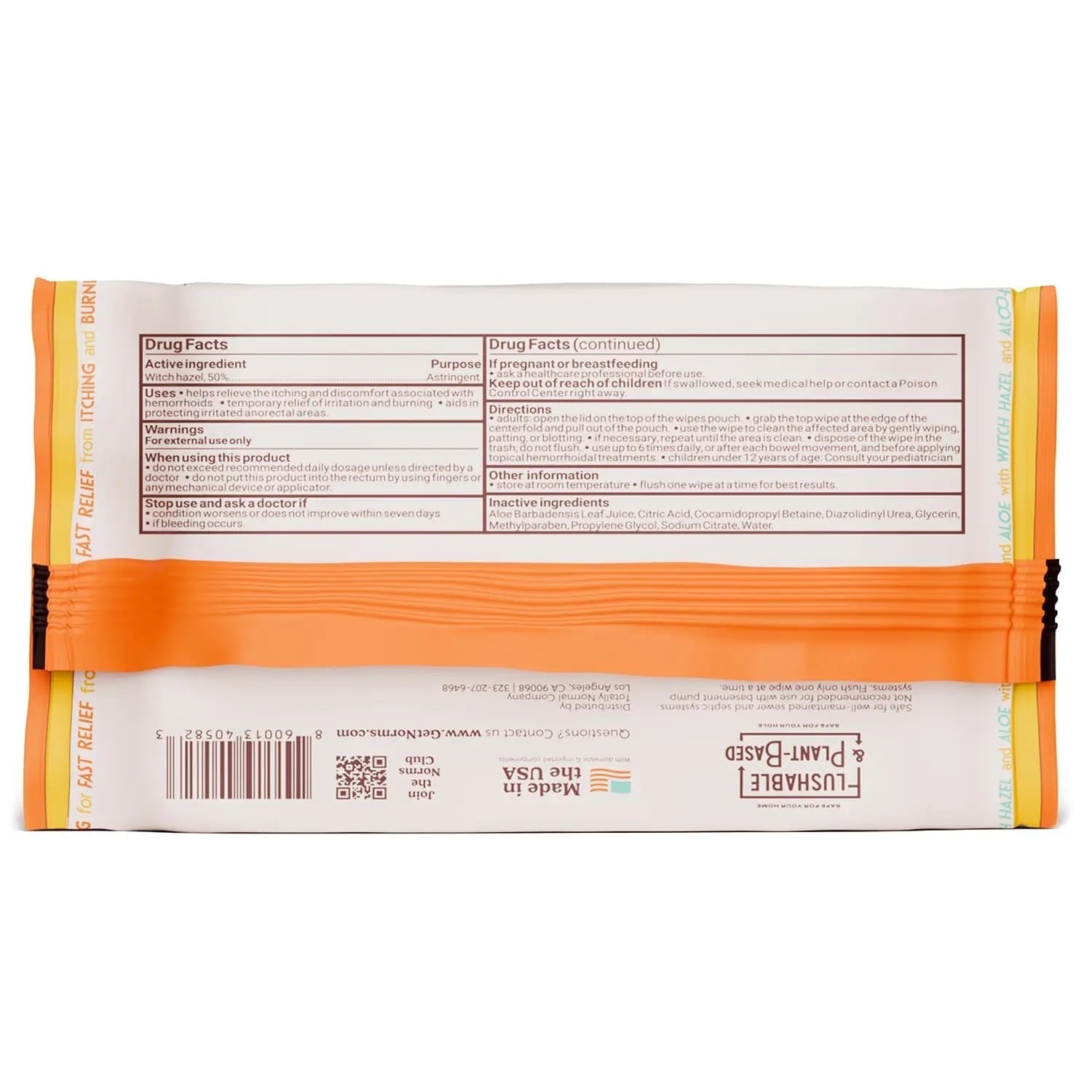 Norms Medicated Hemorrhoid Wipes with Witch Hazel and Aloe, Soothing Flushable Wipes for Itching, Burning & Swelling Relief, Hypoallergenic & Fragrance Free - 48ct (Pack of 3) Norms Au supplements