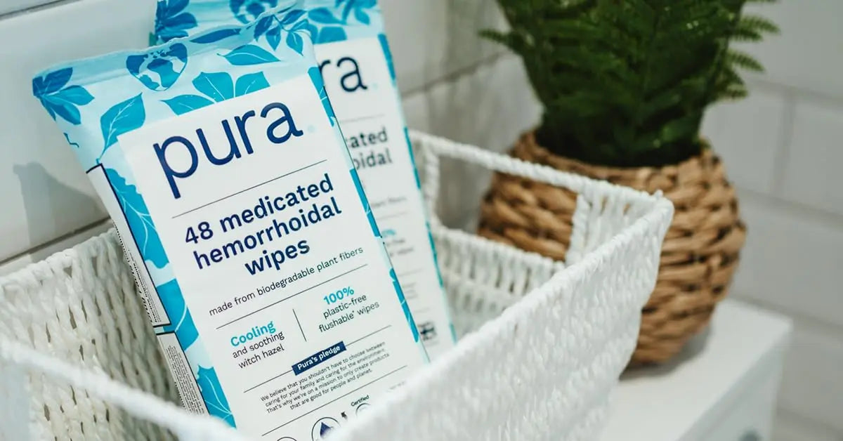 Pura Flushable Hemorrhoid Wipes XL, 48 Count, Medicated with Cooling Witch Hazel, Aloe & Coconut Oil, Fast Relief, Fragrance-Free, 100% Plastic-Free Pura Au supplements