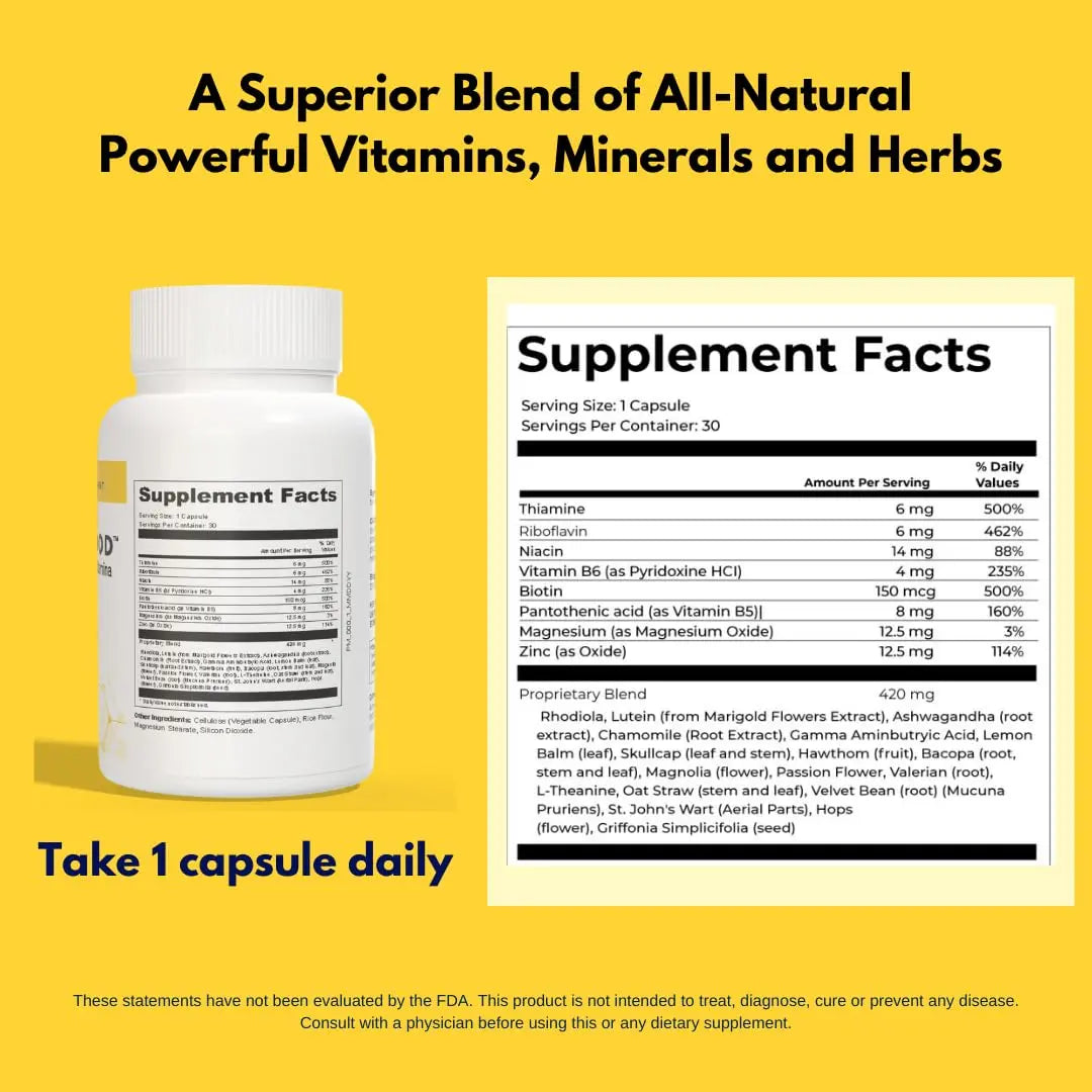 4BETTERMOOD Positivity & Stamina Capsule (30ct) Premium Mood Supplement - Enhance Mood & Promote Emotional Balance - Rhodiola, L-Theanine. Bocopa monnnieri, Velvet Bean, Skull Cap & Ashwaganda. 4BETTERMOOD Positivity & Stamina Au supplements