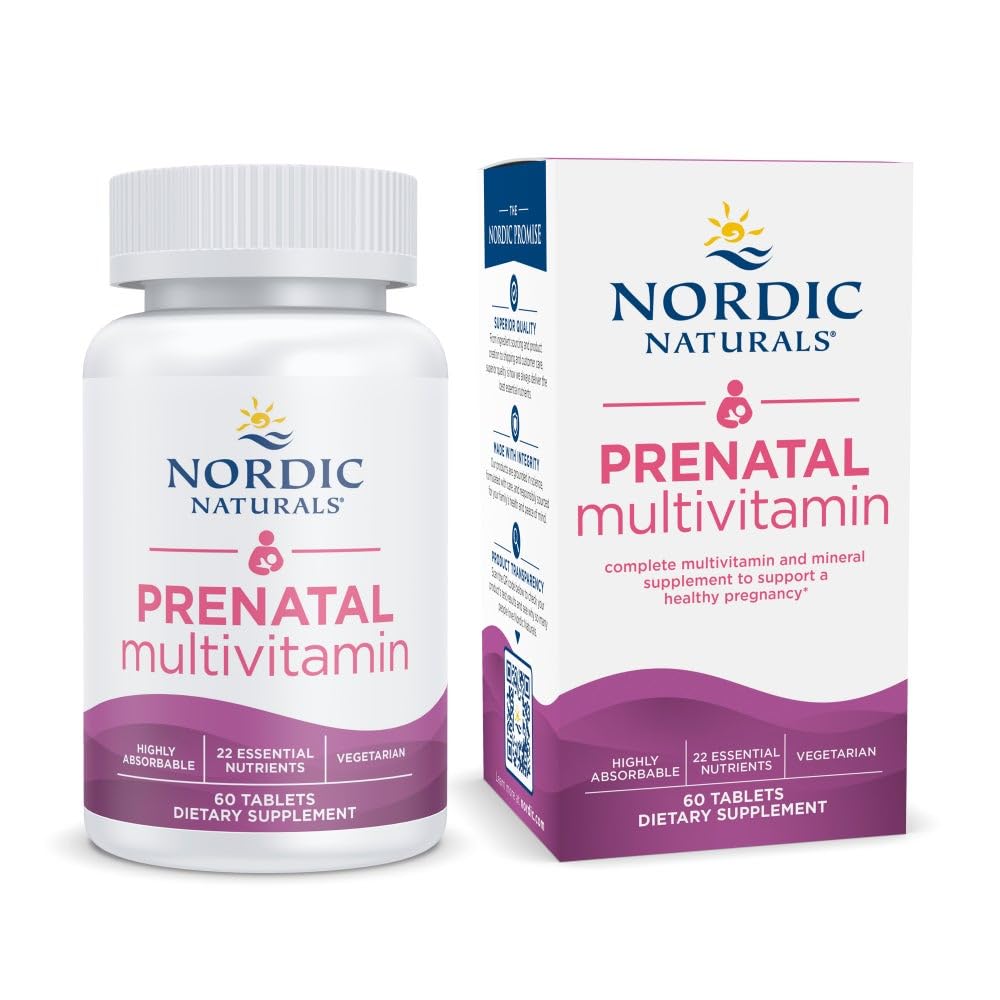Nordic Naturals Prenatal Multivitamin for Women - Daily Vegetarian Prenatal Vitamins - 22 Essential Nutrients, Including B6, Folate, and Iron - 60 Tablets - 30 Servings Nordic Naturals Au supplements
