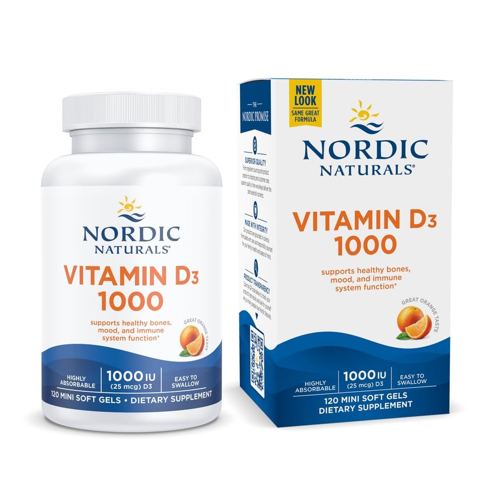 Nordic Naturals Vitamin D3 1000, Orange - 120 Mini Soft Gels - 1000 IU Vitamin D3 - Supports Healthy Bones Nordic Naturals Au supplements