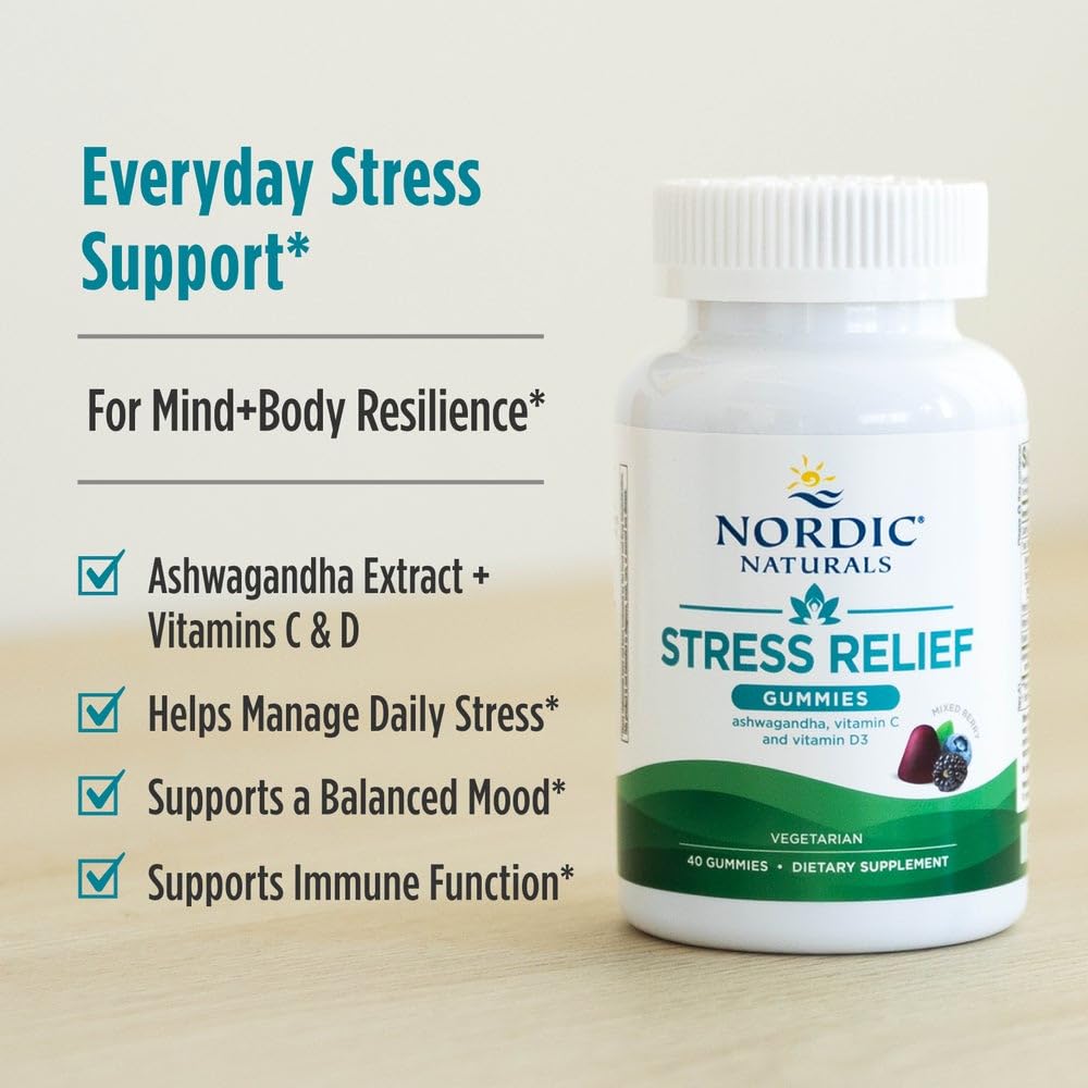 Nordic Naturals Stress Relief Gummies, Mixed Berry, 40 Gummy Supplements, Supports Daily Mood and Immune System Health, Non-GMO, Vegetarian, 20 Servings Nordic Naturals Au supplements