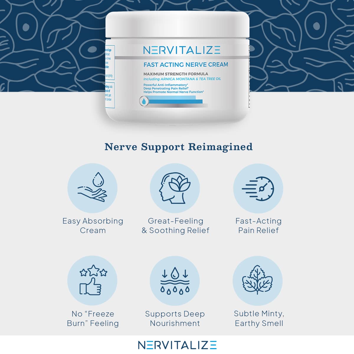 Nervitalize Fast Acting Nerve Pain Relief Cream Maximum Strength Formula - 3 fl oz - Helps Provide Neuro Pain Relief and Deep Nerve Nourishment to Support Normal Nerve Function - Made in The USA Nervitalize Au supplements