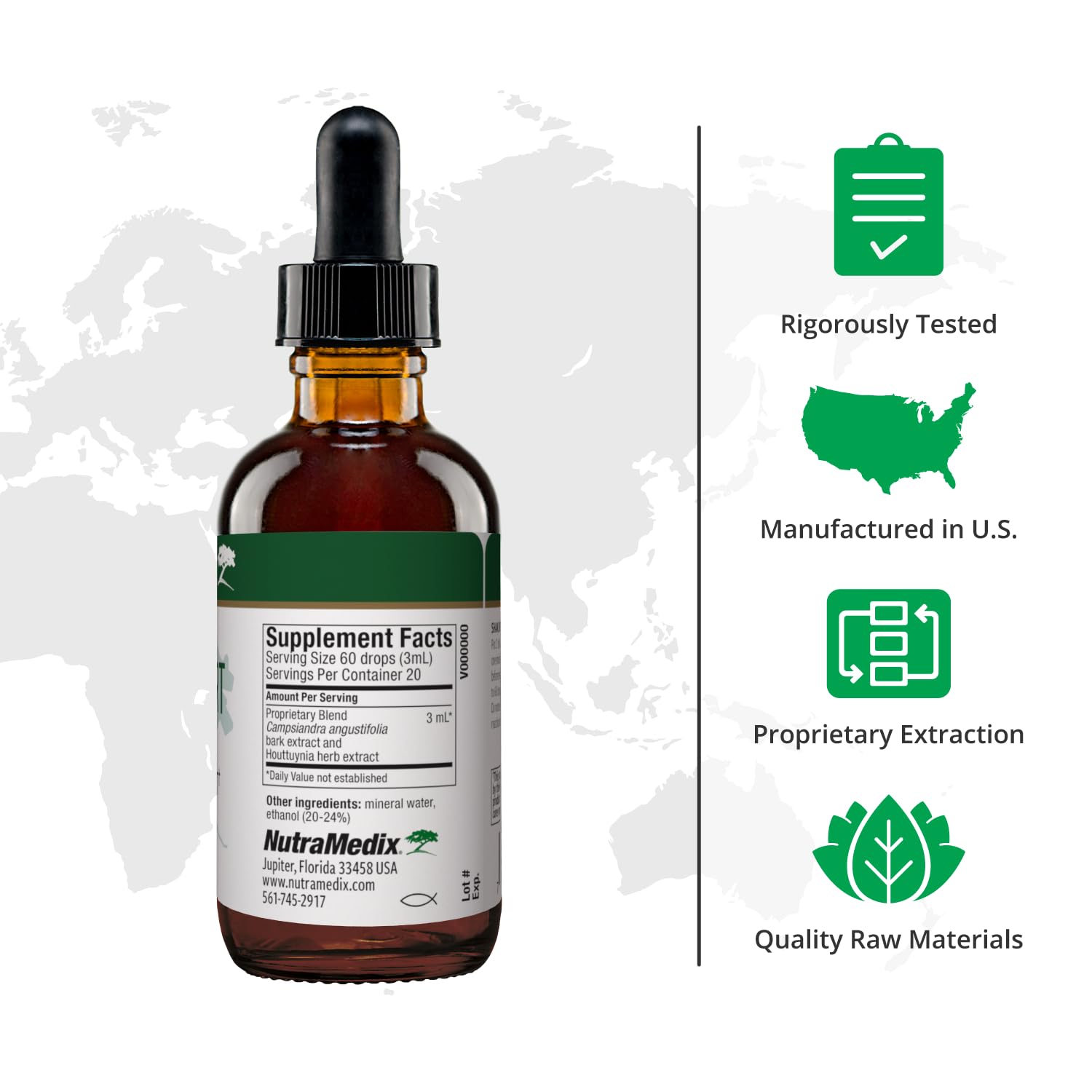Nutramedix Nutra BRT - Liquid Herbal Supplement for Gut Health & Immune Support - Cumanda Bark & Houttuynia Leaf for Digestive Health - Immune System Booster Supplement (60mL) NutraMedix Au supplements