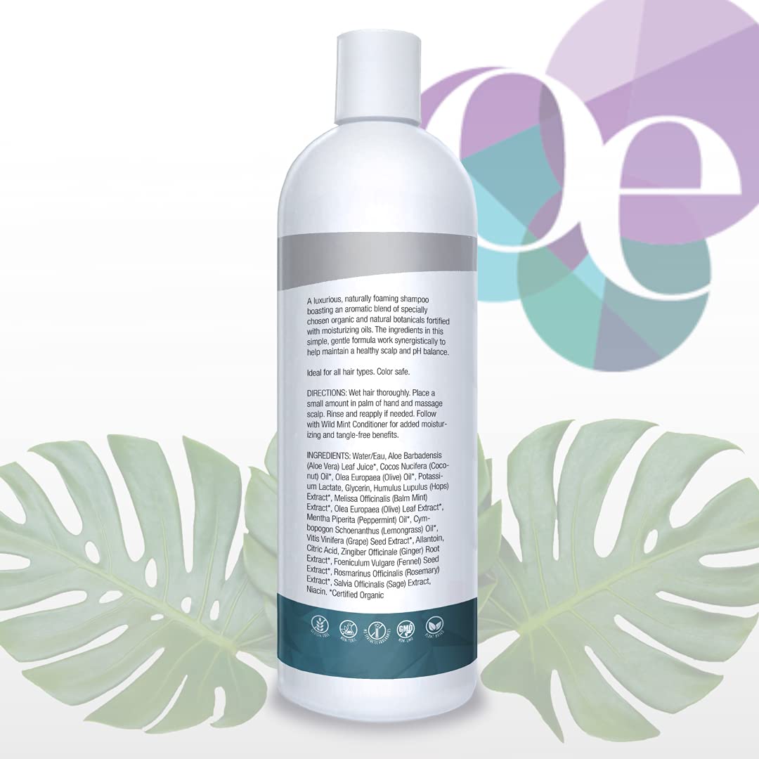 Organic Excellence Natural Organic Shampoo, Wild Mint & Rosemary, Chemical Free, Plant-Based, Toxin-Free, Cruelty-Free, Certified Herbs & Oils For Healthy Full-Bodied Hair 16 fl. oz Organic Excellence Au supplements