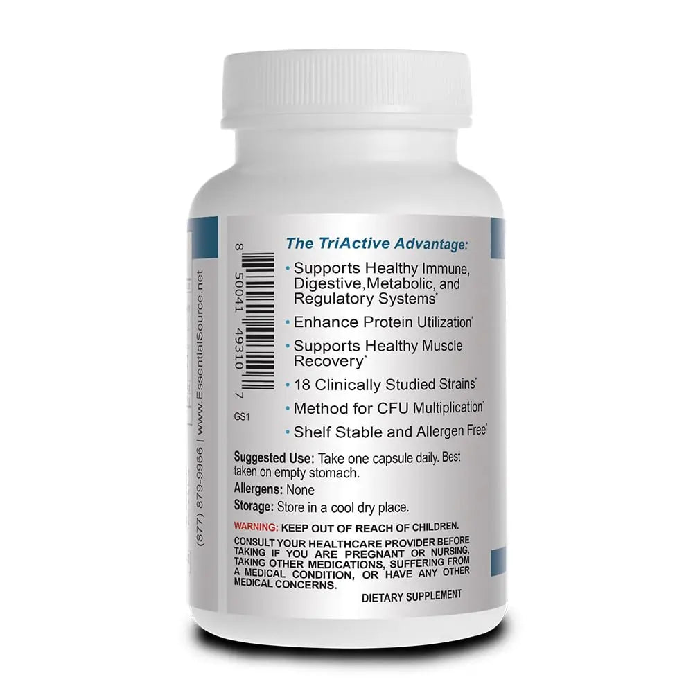 Essential Source TriActive Biotics for Men - Probiotic Capsules, 30 Billion CFU with Prebiotics & Blue Spirulina, Shelf Stable, Allergen Free, Digestive & Immune Support, 30 Count Essential Source Au supplements