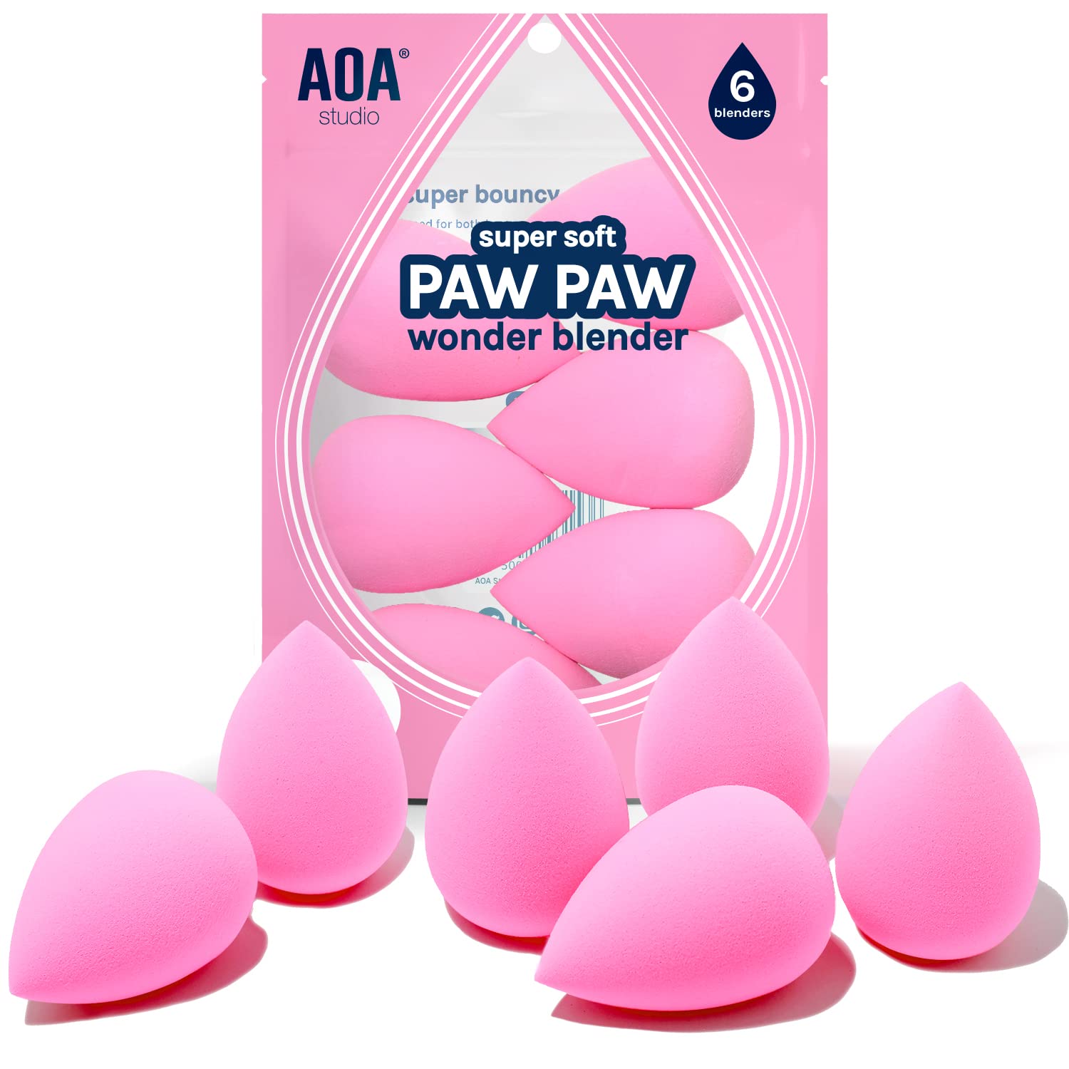 AOA Studio Collection makeup Sponge Set Latex Free and High-definition Set of 6 makeup Wonder blender For Powder Cream and Liquid, Super Soft Wonder Beauty Cosmetic AOA STUDIO Au supplements