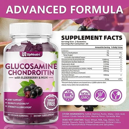 UPNEUTRI Glucosamine Chondroitin Gummies Sugar Free, Extra Strength 1500mg Glucosam UPNEUTRI Au supplements