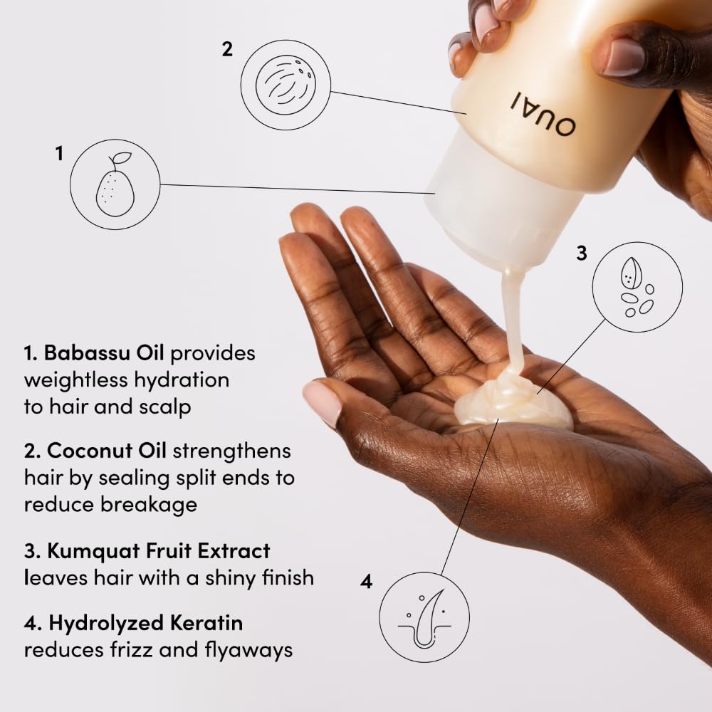 OUAI Medium Hair Shampoo & Conditioner Set, Travel Size - Hydrating Shampoo & Conditioner - With Coconut Oil, Babassu, Kumquat Extract & Keratin - Sulfate, Paraben & Phthalate Free (3 Oz) OUAI Au supplements