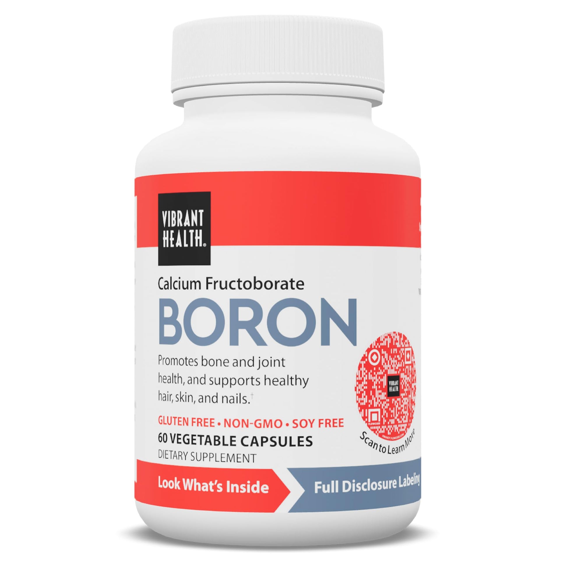 Vibrant Health - Super Natural Boron, Support for Healthy Joints, Hormone Levels, and Connective Tissue with Calcium Fructoborate and Broccoli Powder, Gluten Free, Vegetarian, Non-GMO, 60 Count Vibrant Health Au supplements