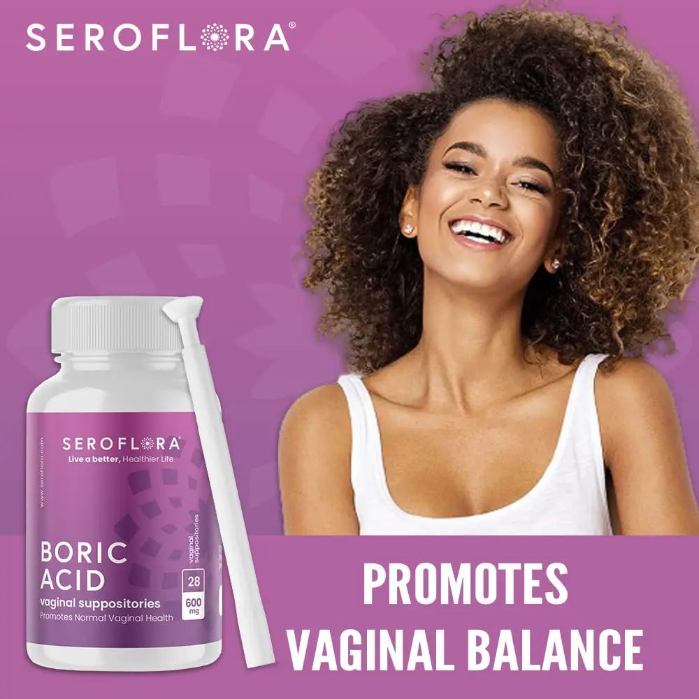 Seroflora Boric Acid 600mg Feminine Capsules, Feminine pH Support, Intimate Freshness for Women, Fast-Dissolving Capsules (30 Count) with Applicators (28 Count) SEROVERA Au supplements