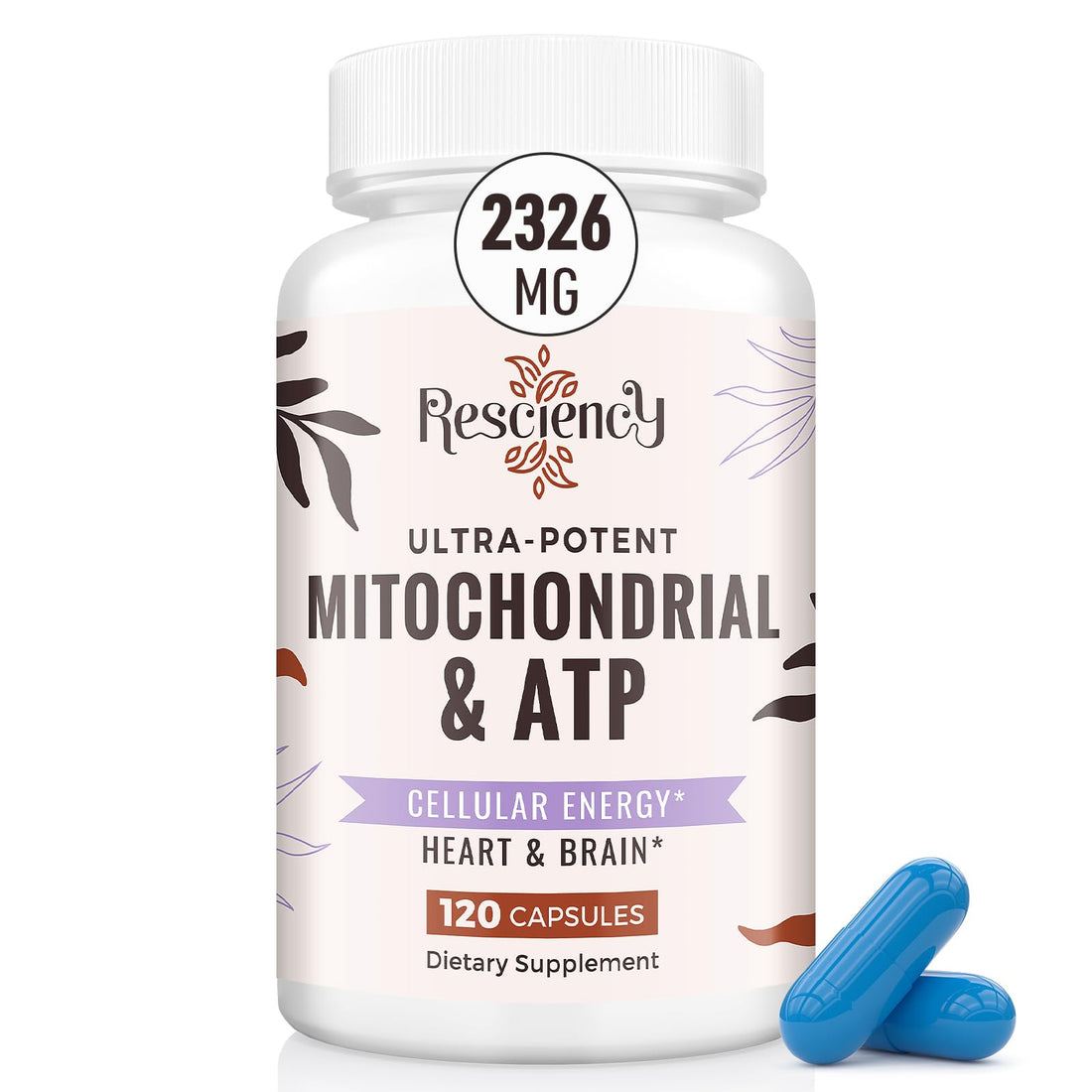 Resciency 2326 MG Mitochondrial Supplements with ATP, Vitamins, CoQ10 & PQQ, More Effective Than Creatine HMB & Nitric Oxide, Energy, Endurance, Strength, Recovery & Muscle, Organic, 120 Capsules Resciency Au supplements