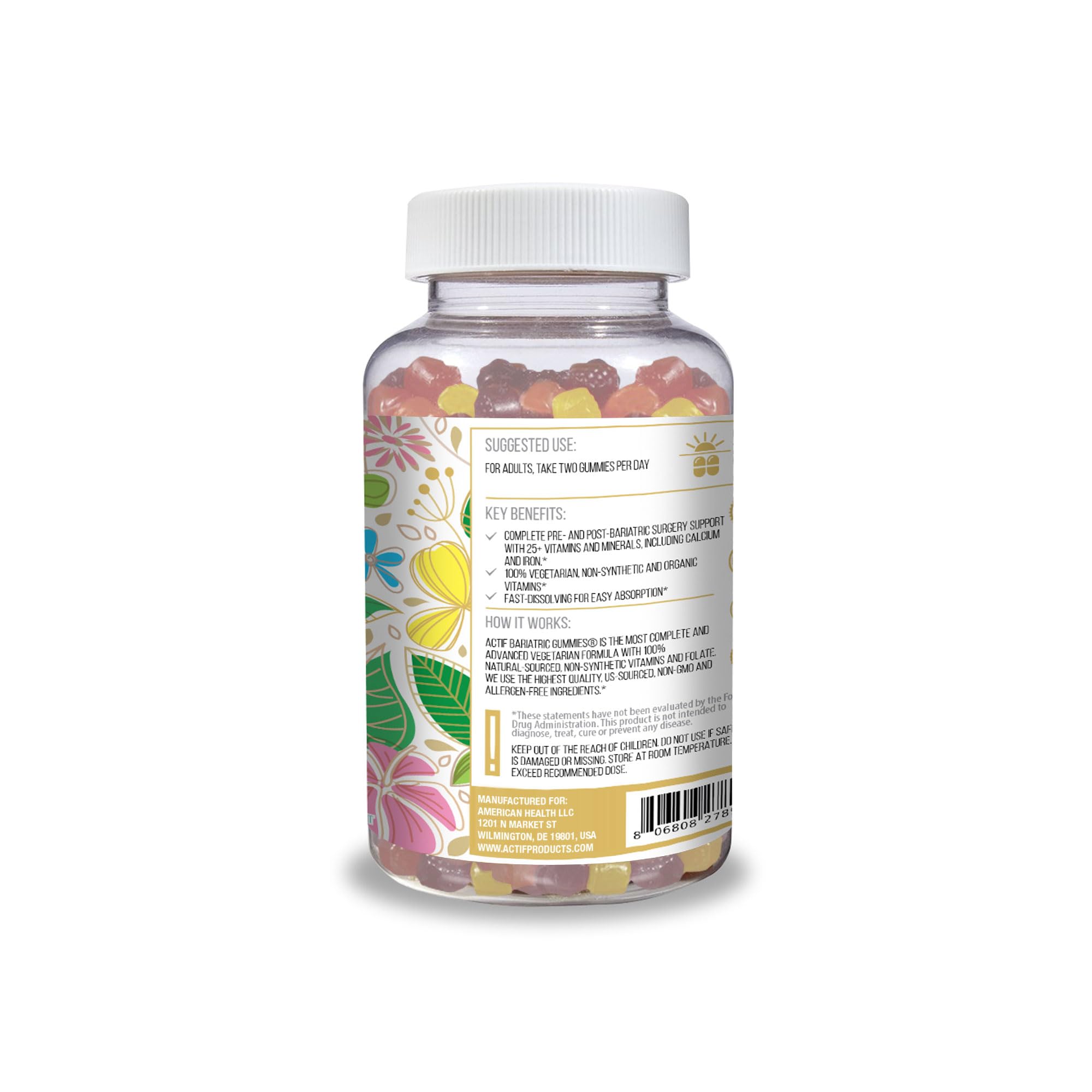 ACTIF Organic Bariatric Gummies with 25+ Organic Vitamins and Minerals for Bariatric Surgery Gastric Bypass Surgery, Advanced Formula - 90 Count ACTIF Au supplements