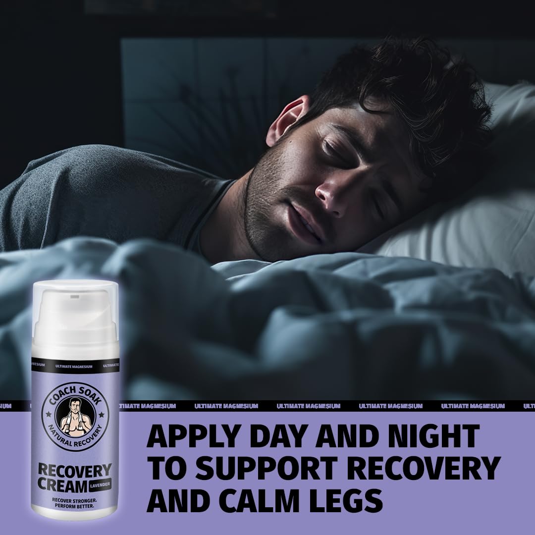 Coach Soak Magnesium Cream with MSM in Pump Bottle - Natural Recovery Cream with Magnesium Chloride & Menthol - Fast-Absorbing for Muscles & Joints, Lavender 3.4oz Coach Soak Au supplements