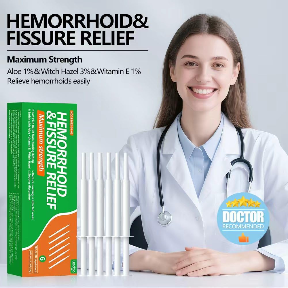 Lesdgo Hemorrhoidal Ointment(6 Pre-Filled),Hemorrhoid and Fissure Cream Witch Hazel Maximum Strength Pain Relief,for Itching and Swelling Lesdgo Au supplements