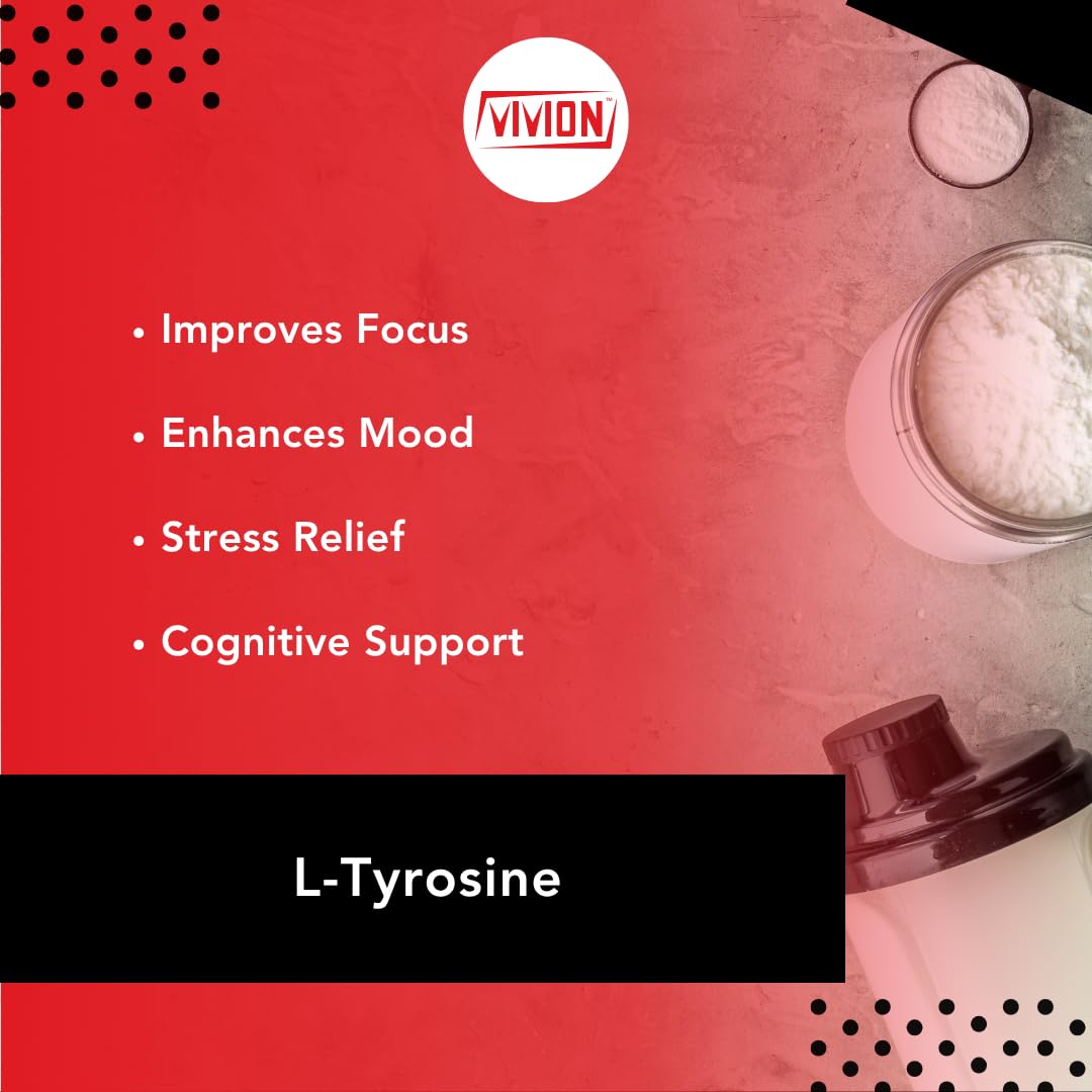 L-Tyrosine Powder 1000 Grams - Nootropic & Sports Nutrition Amino Acid - Powdered for Cognitive, Mood & Stress Support Tablet Capsule Formulations - 1 kg (2.2 lb) Vivion Au supplements