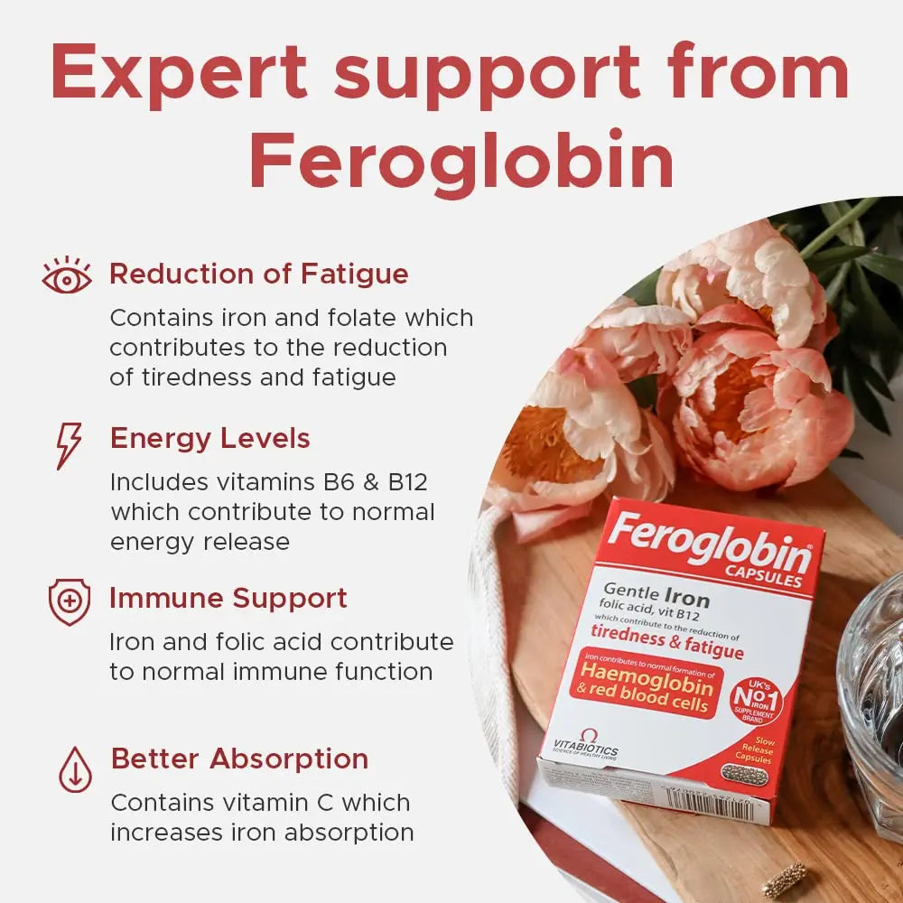 Feroglobin Iron Capsule Helps to reduce tiredness and fatigue Feroglobin Au supplements