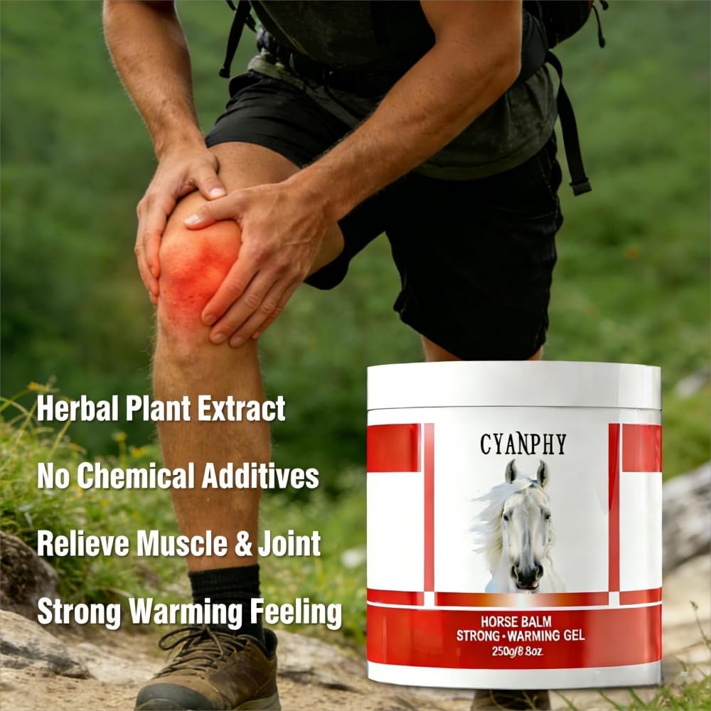 CYANPHY 250g Unisex Adult Extra Strong Horse Balm Joint Massage Cream with Fresh Scent for Muscle & Joint Massage Body for Warming Massage Gel for Hands, Feet, Legs, Knees, Waist for People CYANPHY Au supplements