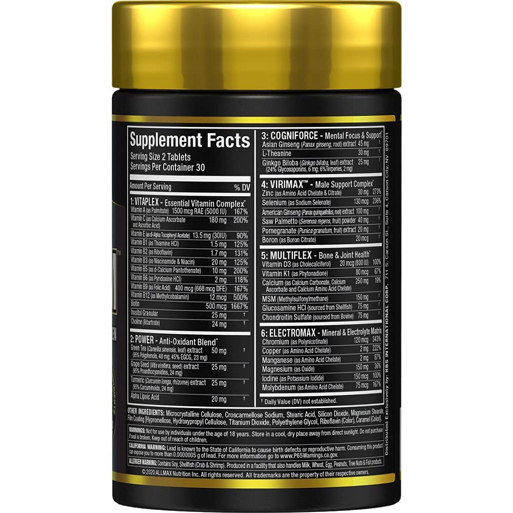 ALLMAX Nutrition Premium Vitaform, Performance Vitamin for Men, 60 Tablets ALLMAX Au supplements