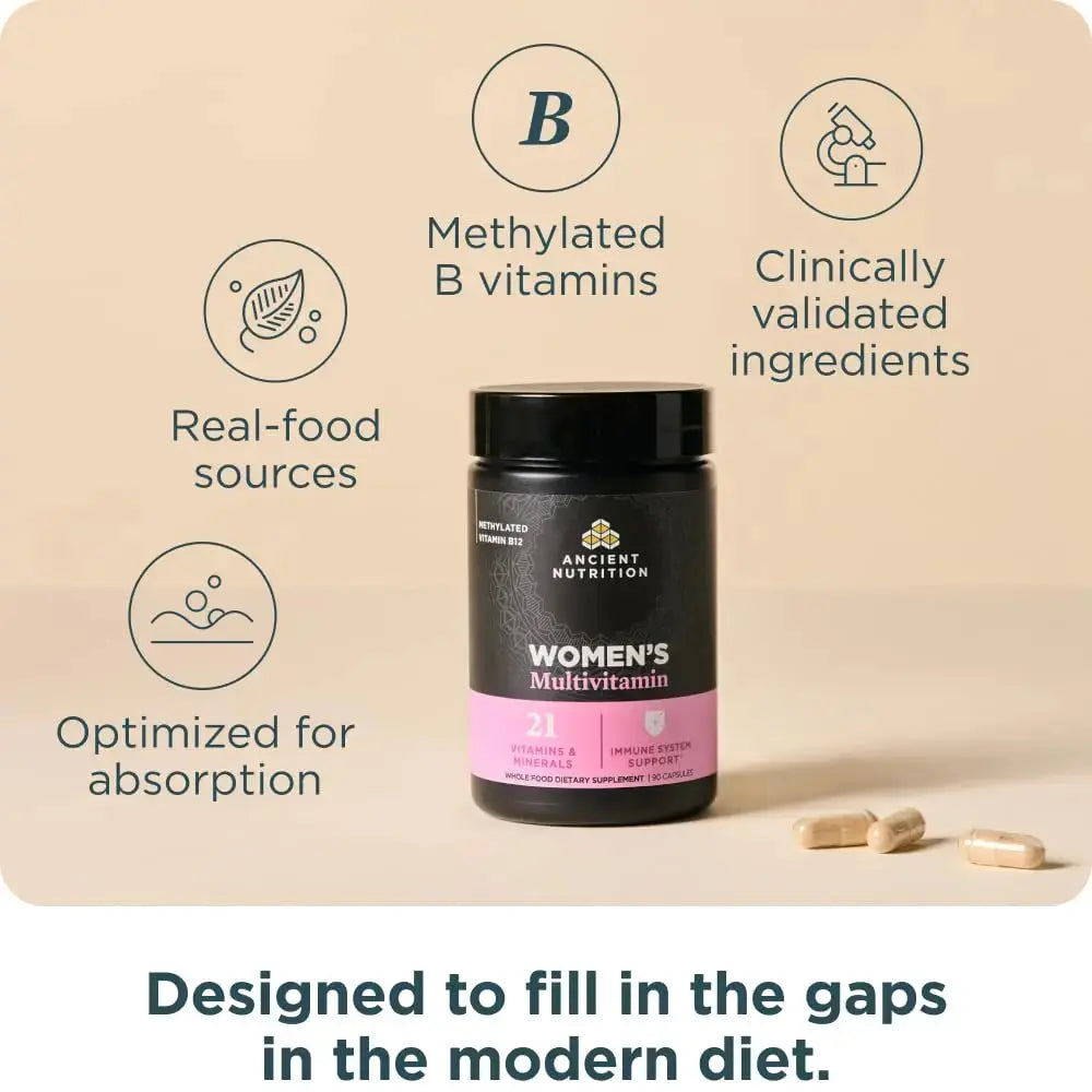 Ancient Nutrition Multivitamin for Women, Multi Women's, Methylated Vitamin D, C, B12, Zinc, Magnesium Ancient Nutrition Au supplements