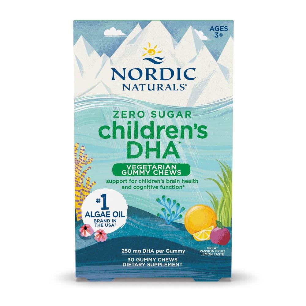 Nordic Naturals Zero Sugar Children’s DHA Vegetarian Gummy Chews - Passion Fruit Lemon Flavor - 30 Gummies - Vegan Algae Oil Omega-3 Supplement for Kids Brain & Cognition Support - 30 Servings Nordic Naturals Au supplements