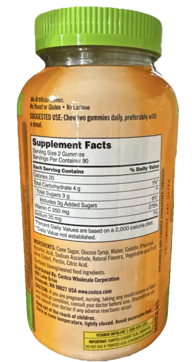 Kirkland Signature Vitamin C Adult Gummies 250 mg, 180 Count KIRKLAND Au supplements