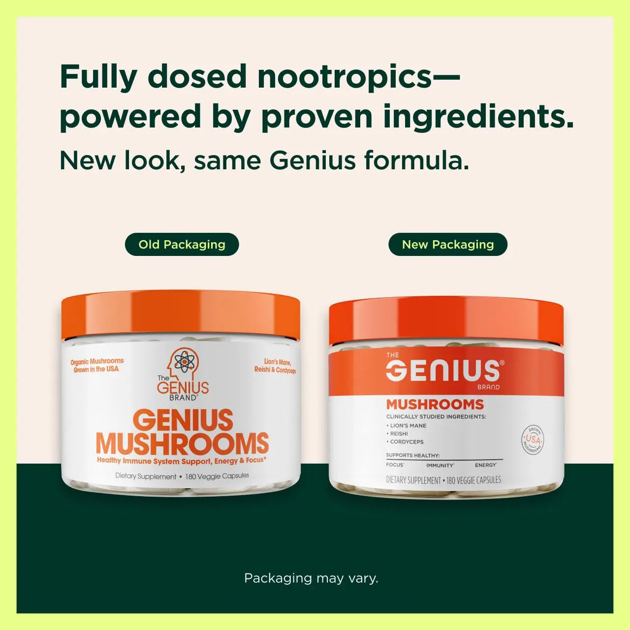 Genius Mushroom Supplement - Full-Spectrum Lion’s Mane, Cordyceps, Reishi -Daily Brain Nootropic for Energy, Focus, Memory & Overall Wellness - 180 Capsules – Organic for Mental Clarity & Performance The Genius Brand Au supplements