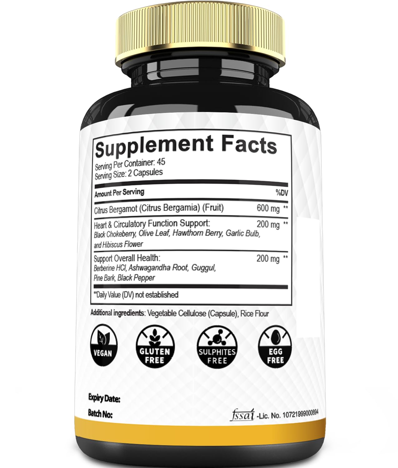 Mecisco 11 in 1 Citrus Bergamot Supplement 1000mg with Black Chokeberry, Berberine HCl & More - 90 Capsules - Supports Heart Health, Immune System, Energy Production Mecisco Au supplements