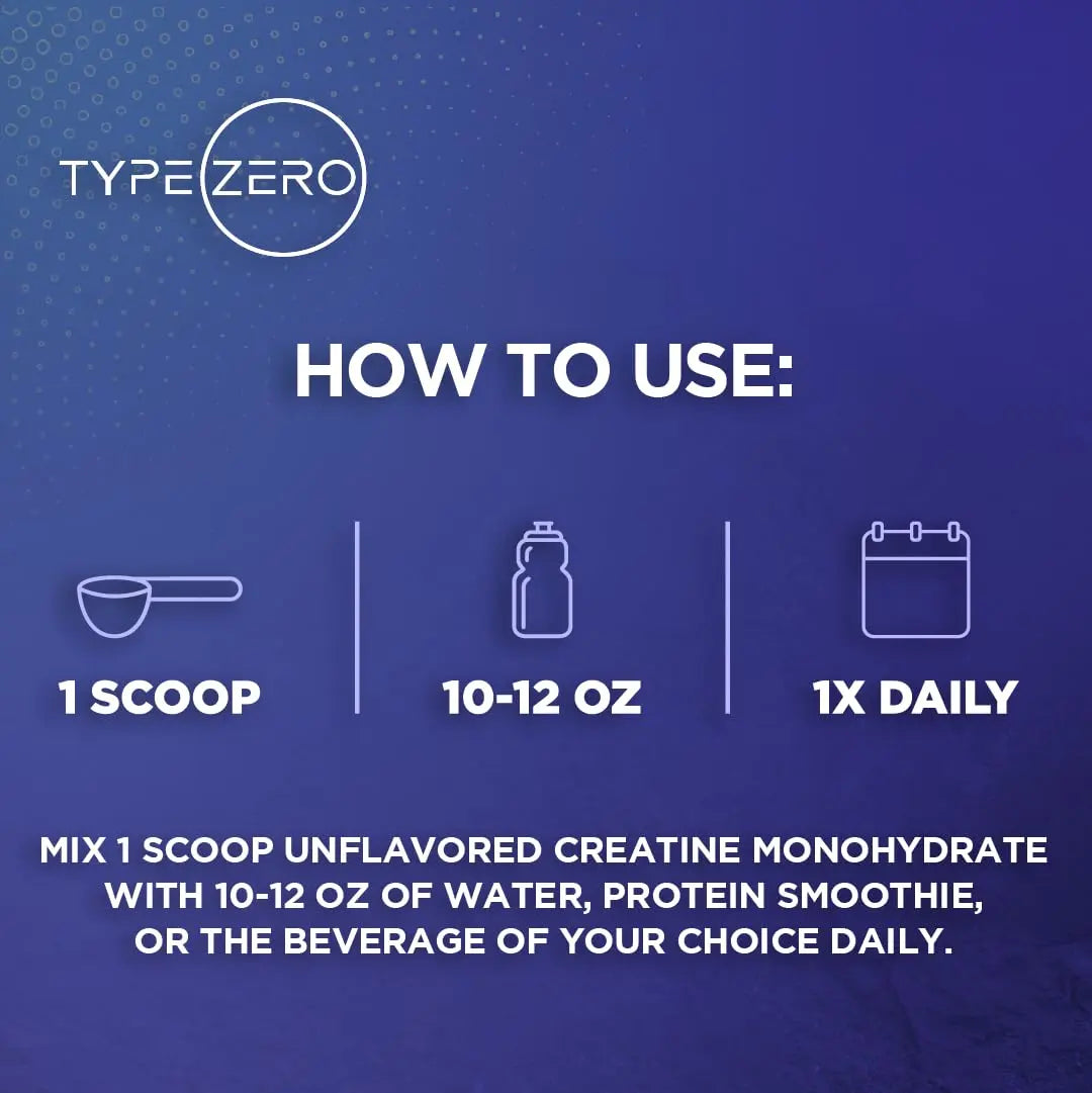 Type Zero Creatine Monohydrate (Unflavored) 1 KG, 5000mg (5g) Per Serving, Micronized, Zero Sugar, Keto Friendly & Gluten Free, 200 Servings Type Zero Au supplements