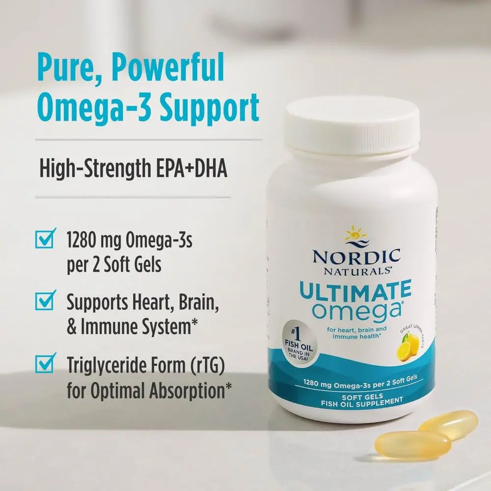 Nordic Naturals Ultimate Omega, Lemon Flavor - 90 Soft Gels - 1280 mg Omega-3 - High-Potency Omega-3 Fish Oil Supplement with EPA & DHA Nordic Naturals Au supplements