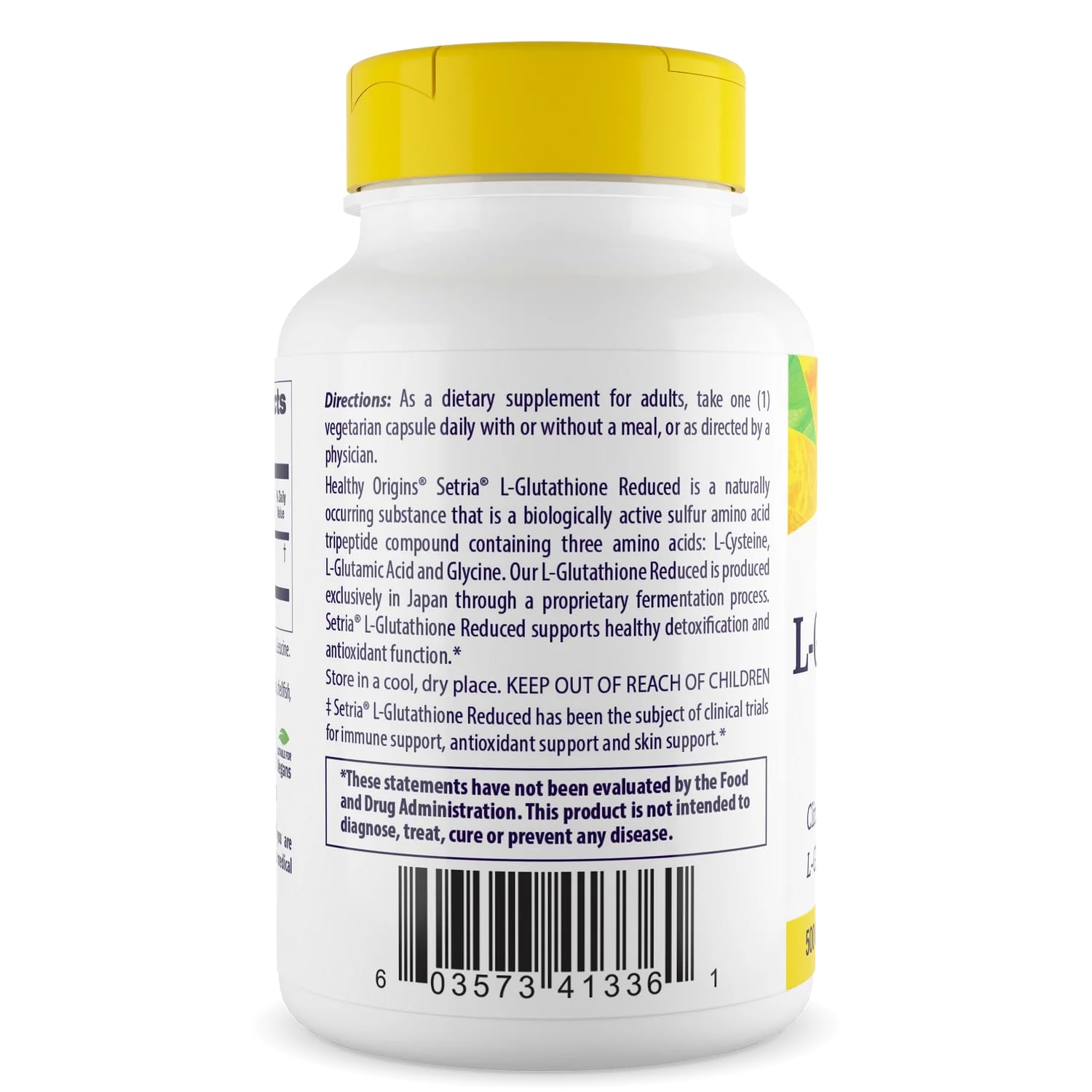 Healthy Origins L-Glutathione 500 mg (Setria, Non-GMO, Gluten Free, Antioxidant, Immune Support, Skin Support), 60 Veggie Caps Healthy Origins Au supplements