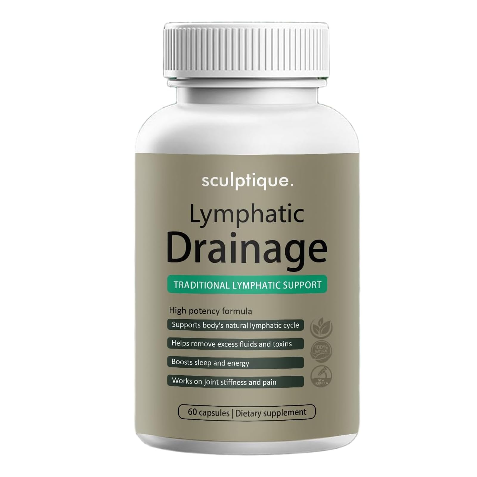 pressurepal Sculptique Lymphatic Drainage Capsules, New Maximum Potency Formula with Dandelion Extract, Cleavers Extract - Supports Cellulite Reduction, Lymphatic Drainage, 60 Capsules (1pcs) pressurepal Au supplements