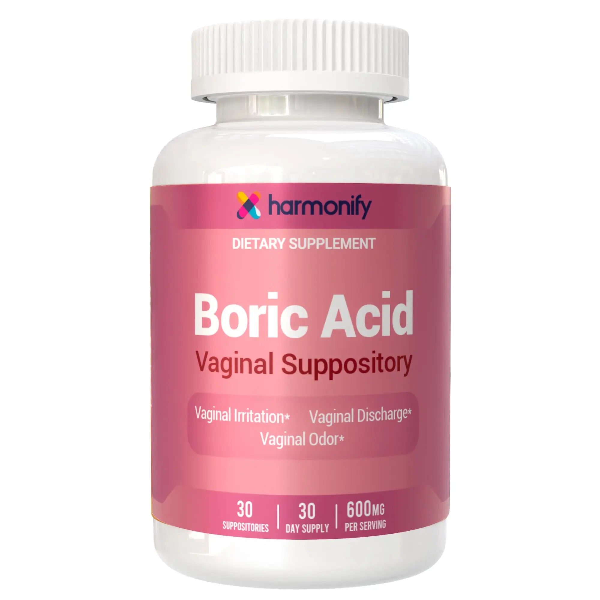 Boric Acid Suppositories for Women 600 mg, Pure Boric Acid pH Balance for Women & Vaginal Odor Control – 30 Suppositories, Made in USA HARMONIFY Au supplements