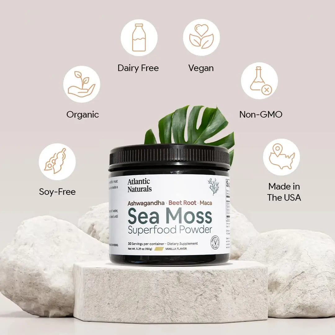 Organic Sea Moss Superfood Powder with Ashwagandha, Beet Root, and Maca Atlantic Naturals Au supplements